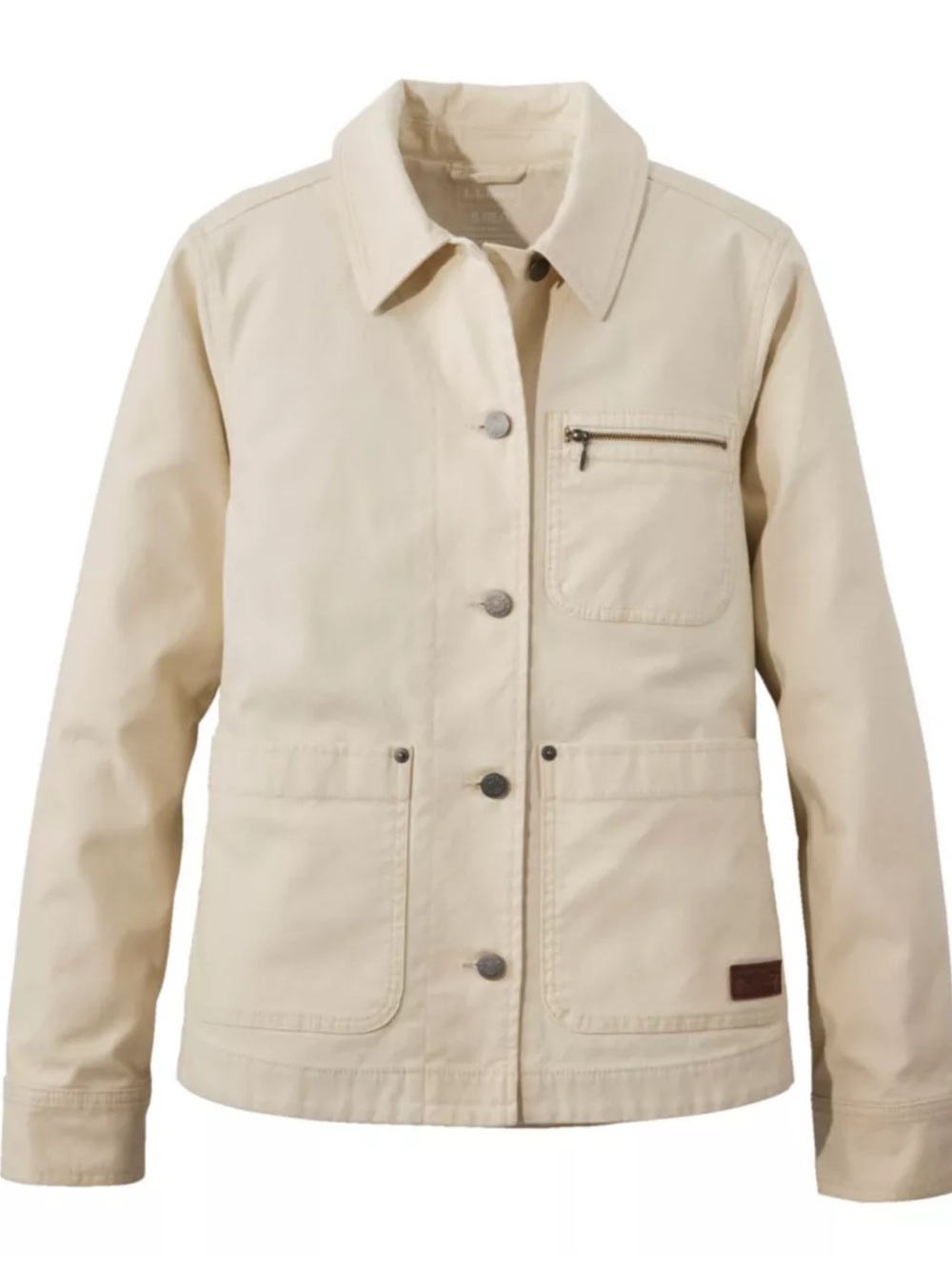 LL bean chore coat field jacket barn coat cotton canvas cream fall preppy large